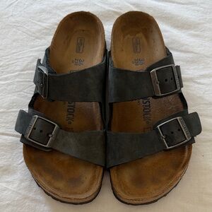 Birkenstock Wonen’s Arizone Black Leather Sandals 36